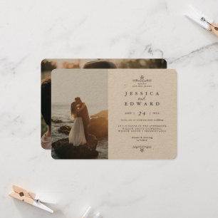 Invitation Simple Rustic Kraft 2 Mariage photo