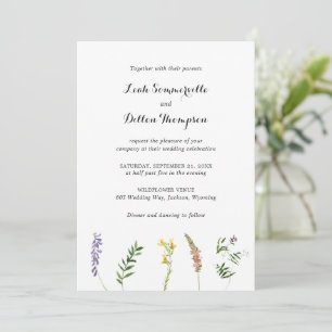 Invitation Simple Rustique Floral Fleur sauvage Mariage éléga