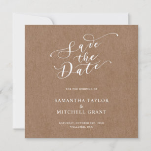 Invitation Simple Rustique Kraft SquareEnregistrer l'invitati