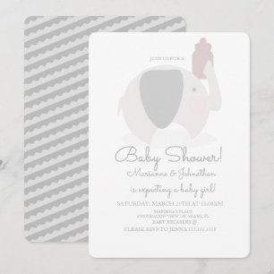 Invitation Simple Safari Bébé Éléphant Gris Baby Shower
