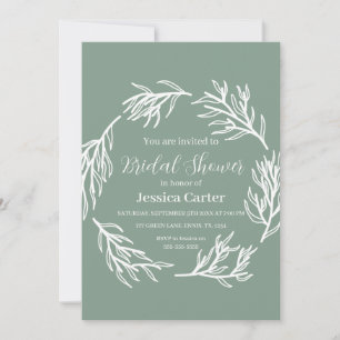 Invitation Simple Sage Green Classic Floral Fête des mariées