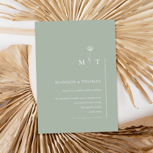Invitation Simple Sage Green Minimal Chic Mariage (Créateur téléchargé)