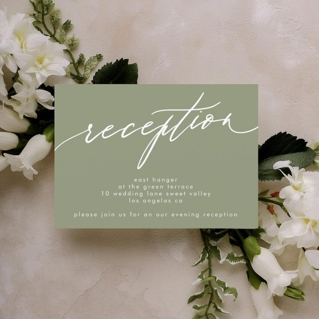 Invitation Simple Sage Vert et blanc Modernité Calligraphie (Créateur téléchargé)