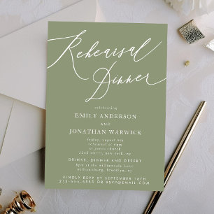 Invitation Simple Sage Vert et blanc Modernité Calligraphie