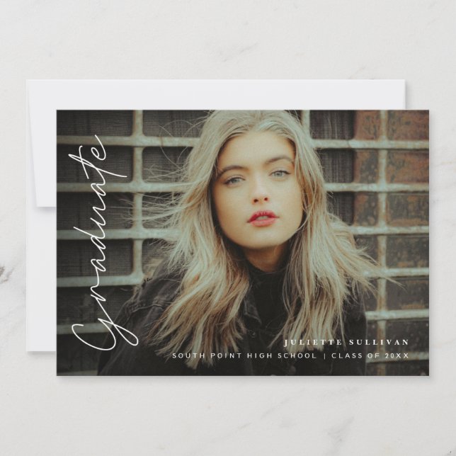 Invitation Simple Script 4 Photo Graduation Party (Devant)