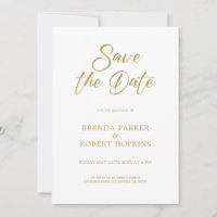Simple Script Doré Sur Fond Blanc De Mariage Save