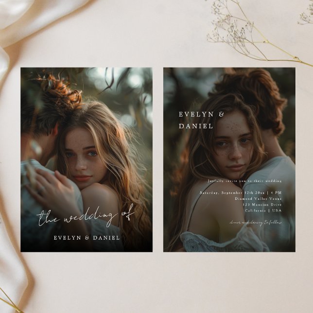 Invitation Simple Script Élégant Mariage moderne superpositio (Créateur téléchargé)