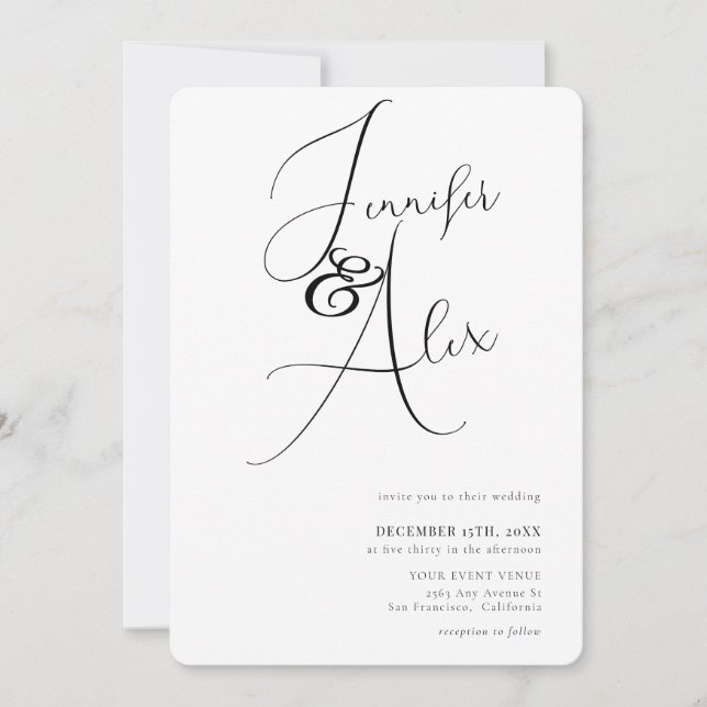 Invitation Simple Script Minimalist Photo Collage Wedding  (Devant)