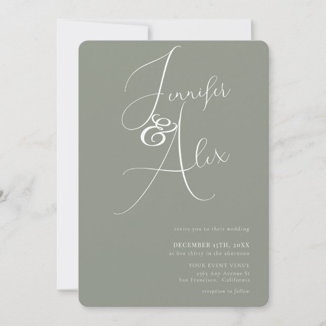 Invitation Simple Script Minimalist Photo Collage Wedding  (Devant)