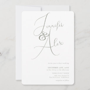 Invitation Simple Script Minimaliste Collage Photo Mariage