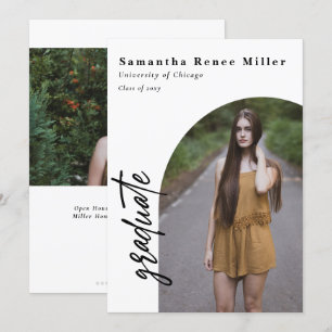 Invitation Simple Script Moderne Arche 2 Photo Remise de dipl