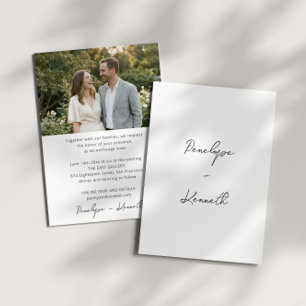 Invitation Simple Script Photo Mariage Minimaliste Fantaisist