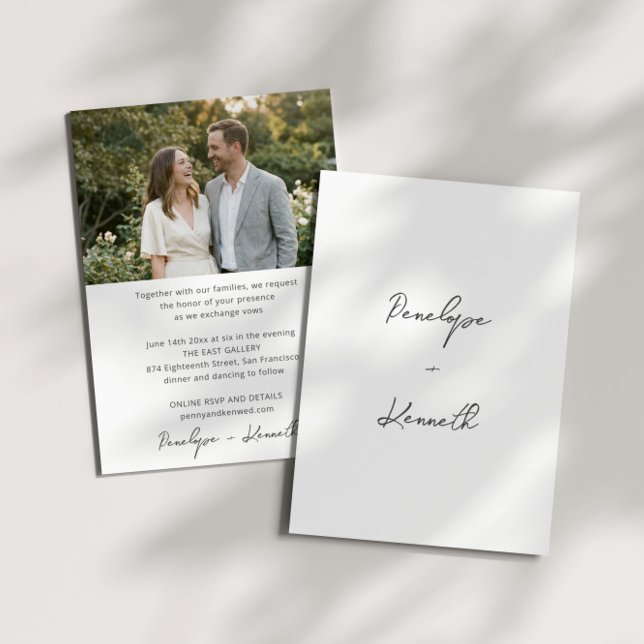 Invitation Simple Script Photo Mariage Minimaliste Fantaisist (Créateur téléchargé)