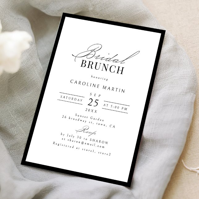 Invitation Simple Script Typographique Élégant Brunch de Mari (Simple Graceful Script Typography Bridal Brunch Invitation)