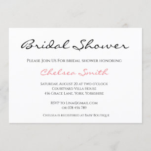 Invitation simple simple de Fête de la mariée de
