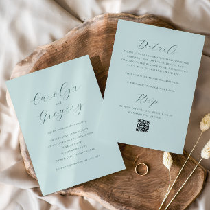 Invitation Simple site Web minimaliste recto-verso Mariage QR