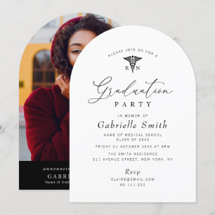 Invitation simple soirée minimale de graduation en soins infi