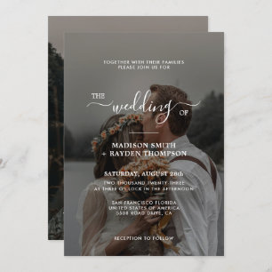 Invitation Simple superposition de script 2 Mariage photo