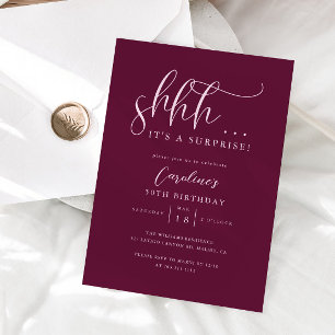 Invitation Simple surprise fête d'anniversaire canneberge