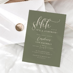 Invitation Simple surprise fête d'anniversaire Sage Green
