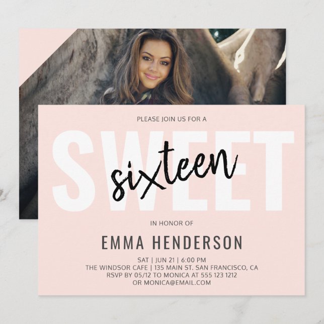 Invitation Simple Sweet moderne 16 (Devant / Derrière)