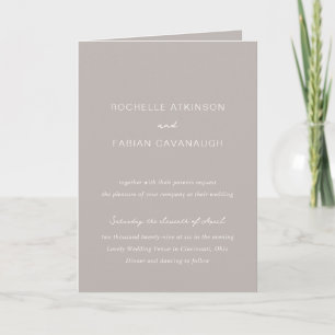 Invitation Simple Taupe Photo Élégant Mariage
