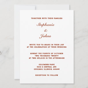 Invitation Simple Terracotta Terre chaude Mariage classique b