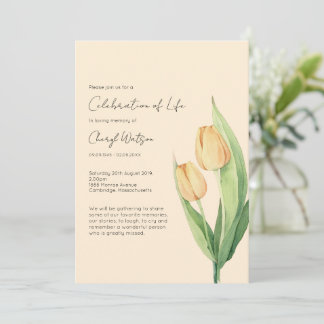 Invitation Simple Tulip Celebration of Life Funeral