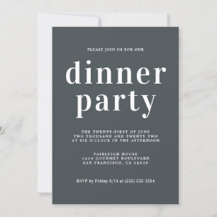 Invitation Simple Typographie Chic Hors Dîner Noir