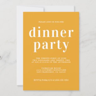 Invitation Simple Typographie Chic Soirée Dîner Jaune Mellow