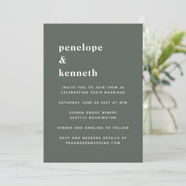 Invitation Simple Typographie Minimaliste Moderne Mariage (Debout devant)
