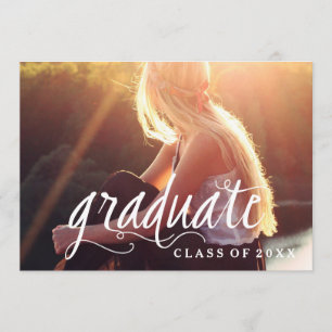 Invitation Simple Typographie moderne Photo Graduation Party