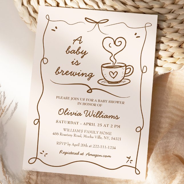 Invitation Simple Un Bébé Brasse Du Baby shower De Café (Créateur téléchargé)