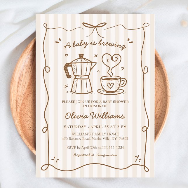 Invitation Simple Un Bébé Brasse Du Baby shower De Café (Créateur téléchargé)
