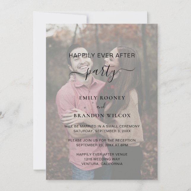 Invitation Simple Vellum Photo Réception de mariage moderne (Devant)