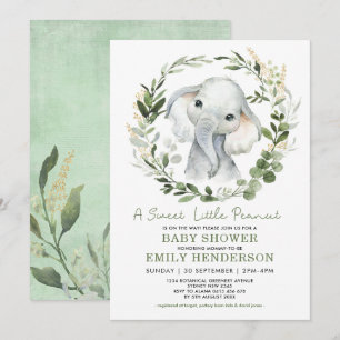 Invitation Simple verdure or Elephant Baby shower Sprinkle
