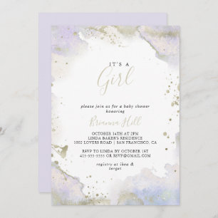 Invitation Simple violet minimaliste C'est un Baby shower de 