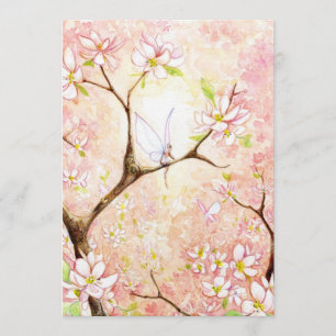 Invitation simple vue de la floraison rose