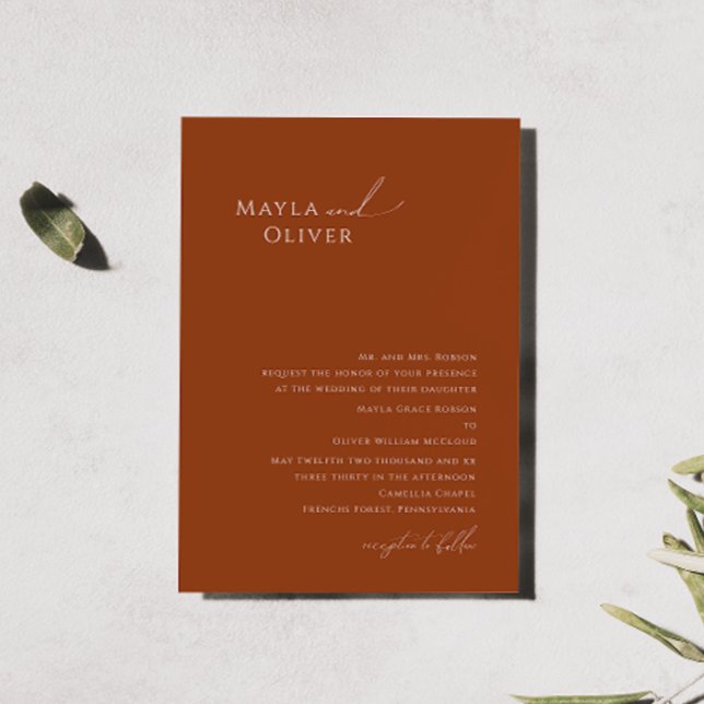 Invitation Simple Whimsical Desert Rust Mariage traditionnel (Créateur téléchargé)
