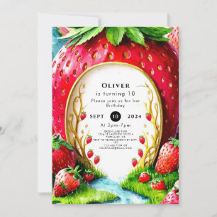 Invitation Simple Whimsical Juicy Fraise Anniversaire