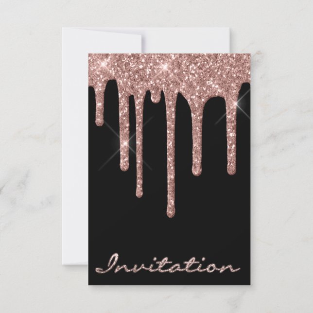 Invitation Simplement Anniversaire Mariage Rose Gold Paillett (Dos)