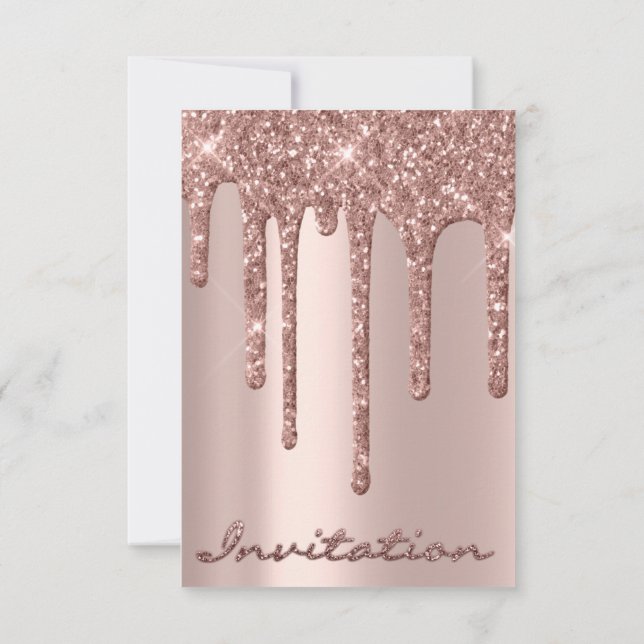 Invitation Simplement Anniversaire Mariage Rose Gouttes Paill (Dos)