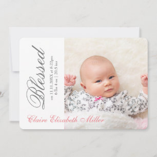 Invitation Simplement Bénis Rose - Annonce de Naissance