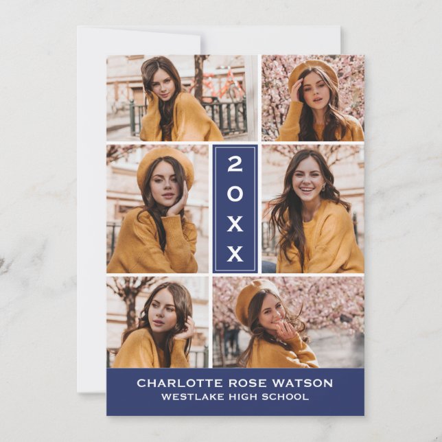 INVITATION SIMPLEMENT CHIC PHOTO COLLAGE GRADUATION INVITATIO (Devant)
