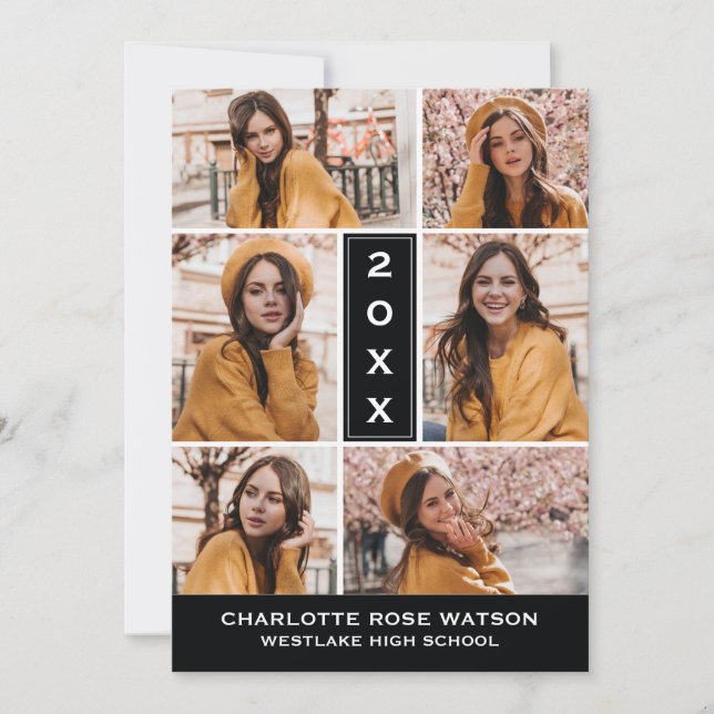 INVITATION SIMPLEMENT CHIC PHOTO COLLAGE GRADUATION INVITATIO (Devant)