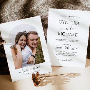 Invitation Simplement élégant avec photo sur le Mariage arriè