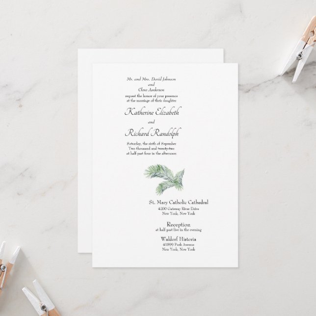 Invitation Simplement Élégante Palme Tropicale Parents Divorc (Devant/Arrière en situation)