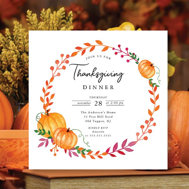 Invitation Simplement moderne Citrouille Wreath Thanksgiving (Créateur téléchargé)
