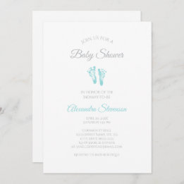 Invitation Simples Baby showers de garçon Empreintes Bleues P