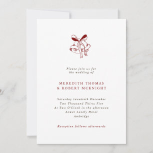 Invitation Simples cloches à main tiré Mariage de Noël
